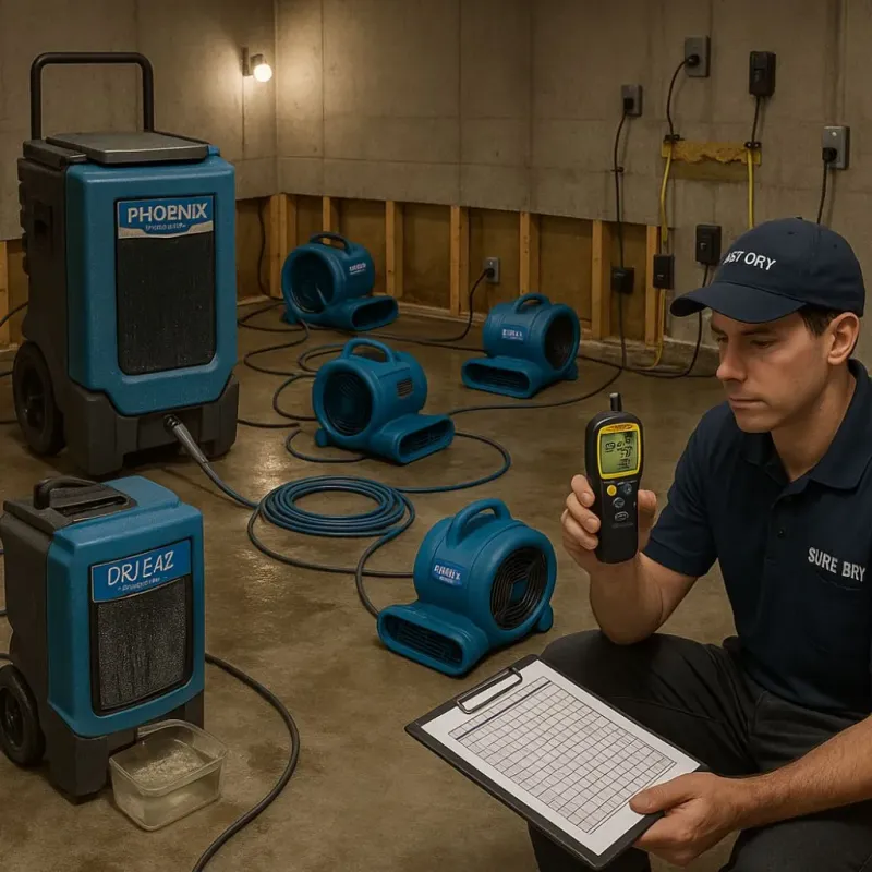 Structural Drying and Dehumidification process in Green Harbor-Cedar Crest, MA